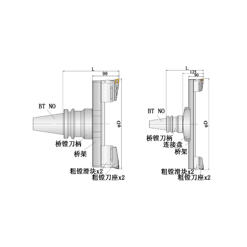    轻型铝桥粗镗刀（大孔径），范围φ150-φ850 