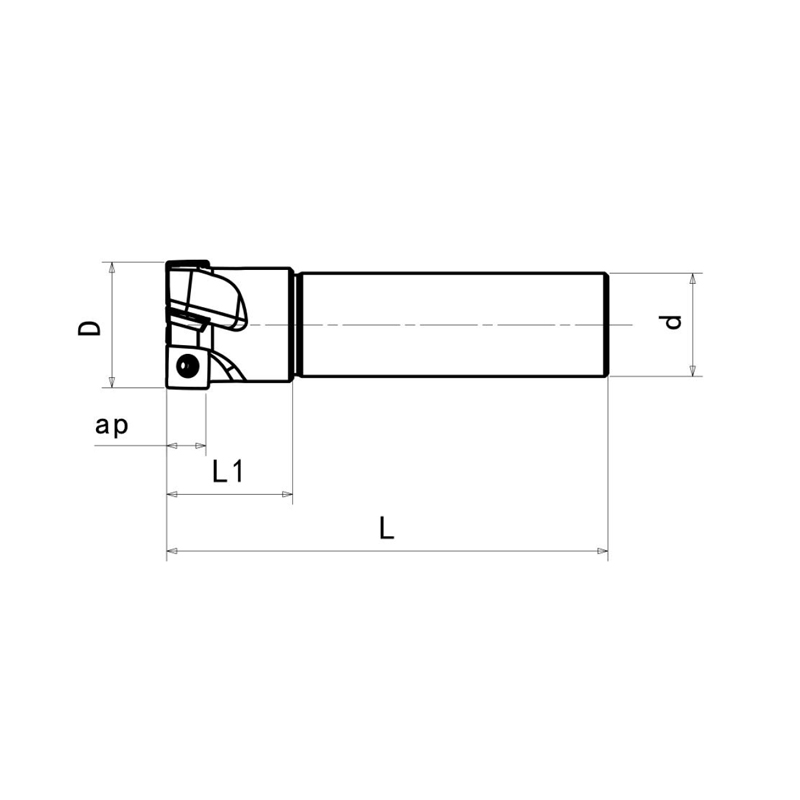  圆柱立铣刀 ,Kr=90 °