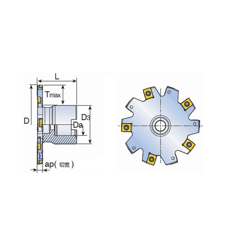  三面刃铣刀：固定法兰型